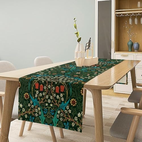 William Morris Style Botanical Table Runner for Table Decor, Art Rustic Flower Vintage Floral Printed for Kitchen Dining Room Living Room Farmhouse Party Office Holiday Decorate 13" x 120" - Image 6