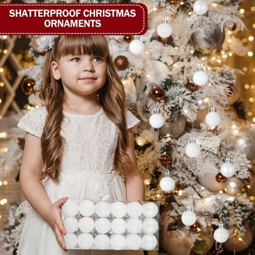 Shappy 216 Pcs Mini Christmas Ball Ornament 1.18 Inch,White - Image 5