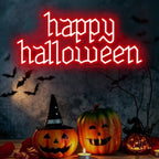 Happy Halloween Neon Sign, Red Gothic LED Wall Decor Light 16.7x7.7 Inch by Unknown