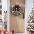 13 Inch Snowing Christmas Mistletoe Wreath, Christmas Door Decor - Image 6