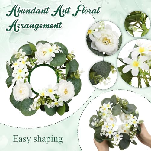 Zeyune 24 Pcs Candle Rings Bulk Artificial Eucalyptus Wreath Elegant - Image 3