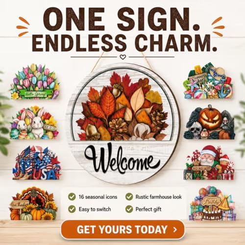 16/12 Pcs Interchangeable Welcome Sign for Front Door, 12 Inch Magnetic Seasonal Wood Hanging Sign for Holidays and Housewarming Gift (12PCS) - Image 3