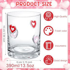 Skylety 2 Pcs Heart Icons Juice Glasses Love Drinking Cups 13.5 oz Old Fashioned Whiskey Cocktail Coffee Mugs for Mother's Day Party Gift Decor - Image 2