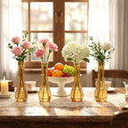 12 Pcs Gold Ribbed Glass Bud Vases for Centerpieces 8.5 Inch - Image 3