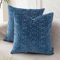 FIFU 22x22 Inch Throw Pillow Covers Set of 2, Jacquard Velvet, Oxford Blue by FIFU