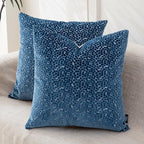 FIFU 22x22 Inch Throw Pillow Covers Set of 2, Jacquard Velvet, Oxford Blue by FIFU