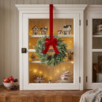 Barydat 12 Pcs 15" Mini Christmas Wreaths for Kitchen Cabinet with Long Bow - Image 2