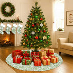 Ridhi Sage Green Hand Block Print Cotton Christmas Tree Skirt 70 Inch - Image 2