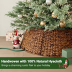 ELYKEN 33 Inch Woven Rattan Christmas Tree Collar, 6-Piece Xmas Tree Skirt - Image 4