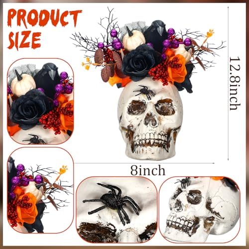 Daifunli Halloween Table Centerpieces Decorations, Skeleton Head Crow - Image 2