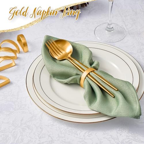 APTWOW Gold Napkin Rings Set of 200, Thanksgiving Christmas Table Decor - Image 4