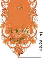 Simhomsen Embroidered Pumpkins Orange Table Runner for Fall, Autumn and Thanksgiving (14 x 108 inches) - Image 4