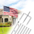 ZMTECH 7 FT Flag Pole in Ground, Heavy Duty Flag Pole Holder for Outside House with 5 Pronges Base, Extra Thick Flag Pole Kit for Yard Outdoor Garden Decor Residential Commerical Silver by HighQualityGardeningTools