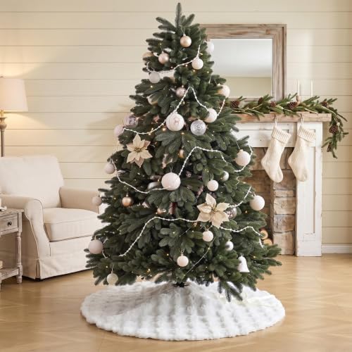 ORTIGIA Bubble Faux Fur White Christmas Tree Skirt 36 Inch - Image 3