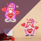 Valentine Gnomes Neon Sign Dimmable Valentines Day Led Lights Pink Gnome Holding Red Heart Light Up Sign Valentine'S Day Decorations for Home Office - Image 5