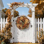 24" Fall Wreaths for Front Door with Mums Dahlias Queen Anne's Lace - Image 5
