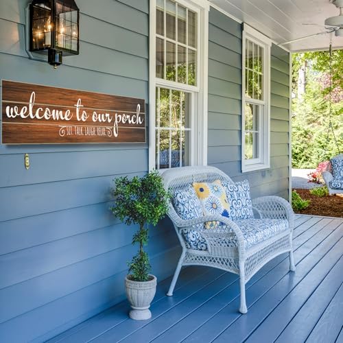 Highland Home Welcohme to our Porch Horizontal Wooden Entryway Sign - Image 3