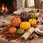 RattanView 7 Pcs Fall Pumpkins Decor, Resin Thanksgiving Table Centerpiece - Image 2