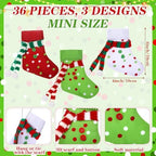 Newcotte 36 Pcs Mini Christmas Stocking Elf Xmas Hanging Stockings Red White Green Christmas Decorations for Holiday Fireplace Tree Decoration Gift Present - Image 3