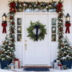 Fayoo 20 Inch Blue Berry Pine Winter Wreath Christmas Front Door Decor - Image 3