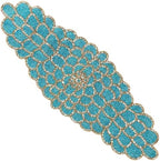 CLEENTABLE Beaded Table Runner, Blue & Gold, 13x36 by CLEENTABLE