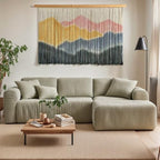 Sdjazl Woven Boho Macrame Wall Hanging Home Decor Tapestry Dip-Dyed Large Modern Handmade Colorful Mountain Landspace For Living room (light pink) - Image 3