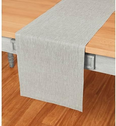 Solino Home 100% Pure Linen Table Runner Oyster Grey, Athena 14 x 90 in by SolinoHome