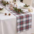 HunnmingRe 1 Pcs White Christmas Tartan Plaid Table Runner 13 x 72 by HunnmingRe