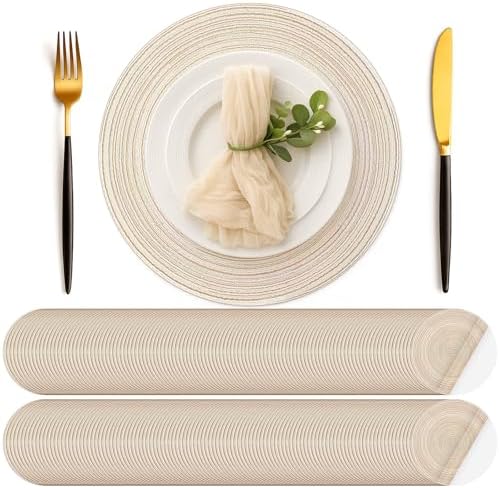 Geosar Disposable Paper Placemat Cotton Woven Look 13'' by Geosar