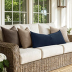 MIULEE Decorative Linen Lumbar Pillow Cover 14x36 Inch Navy Blue - Image 6