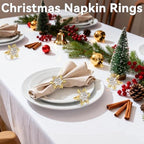 ZeeDix Christmas Gold Snowflake Napkin Rings Set of 24, Napkins Ring for Dinning Table - Rustic Dinner Tables Decoration for Wedding Receptions Christmas Thanksgiving Holiday Party Dinner Parties - Image 6