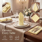Urban Villa Hemstitch Cloth Dinner Napkins Cotton 20”x20” (Set of 12)-Yellow - Image 2