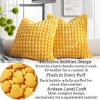 Pillow Covers 24x24 Set of 2 Velvet Euro Shams Decorative Farmhouse Pillowcases Boho Square Cushion Covers Soft Bubble Texture for Couch Sofa Bed Bedroom Car Living Room，Yellow - Image 4