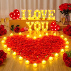 I Love You Light up Letter 24 Candles & 2000 Rose Petals, Deep Red by Qinhenes