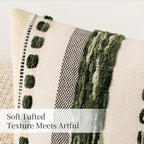 ANRODUO Boho Decorative Pillow Covers 18x18 Dark Green Stripe Pack of 2 - Image 6