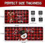Buffalo Plaid Snowman Christmas Kitchen Rugs and Mats Set 2 Piece for Floor,Let It Snow Xmas Winter Holiday Non Skid Low-Profile Sink Rug Mat Decorations for Home Kitchen 18"x48"+18"x30" - Image 3