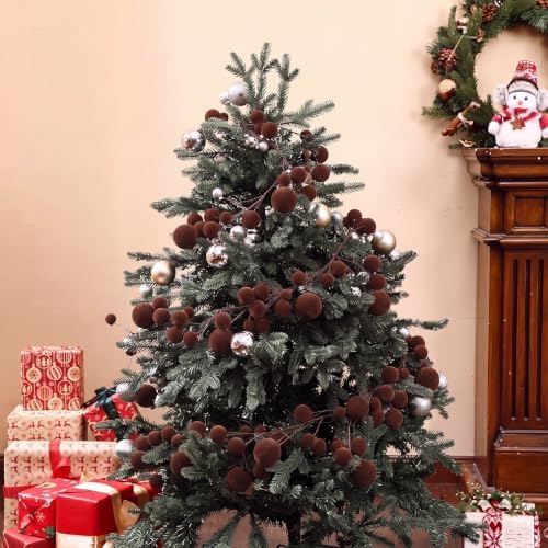 2 Pcs 9 ft Brown Velvet Christmas Ball Ornament Garland - Image 5