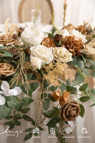Ling's moment Brown Artificial Flower Garland Wedding Arch 9 FT - Image 3