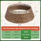 ELYKEN 33 Inch Woven Rattan Christmas Tree Collar, Stylish Seagrass & Water Hyacinth Xmas Tree Skirt for Artificial Trees, Wicker Tree Base Cover with Cord Cut-Out Farmhouse Tree Ring for Home Decor - Image 3