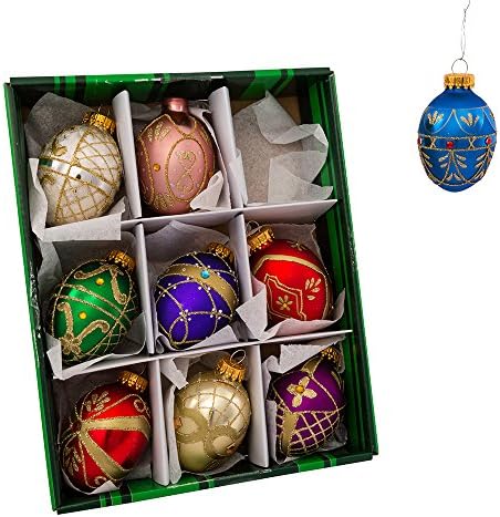 Kurt S. Adler Glass Decorative Egg Ornament, 45mm, Set of 9, Multicolored (GG0517) - Image 4