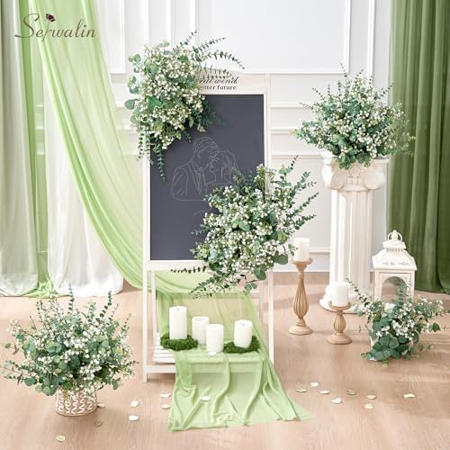 Serwalin 200PCS Mixed Eucalyptus Stems with Baby's Breath Greenery - Image 2