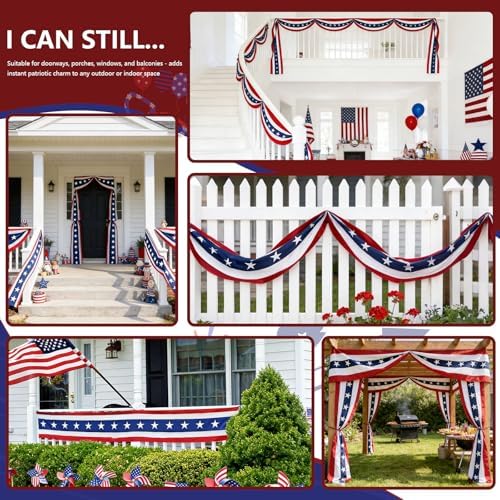 USA Bunting Flag 4th of July Red White Blue American Patriotic Independence Day and Memorial Days Decorations - Image 3