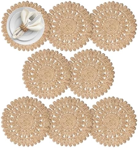 13.8" Set of 8 Round Woven Corn Husk Placemats by Delaqiko by Unknown
