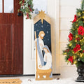 Glitzhome 42"H Christmas Double Sided Nativity Porch Sign,Wooden Porch Decor with Gold "JOY to the World", Xmas Welcome Sign for Front Door Indoor Outdoor Holiday Decorations by Glitzhome