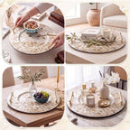 Mother of Pearl Decorative Tray with Metal Handle, Elegant - Image 4
