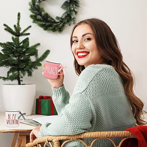 Whaline 6Pcs Valentine's Day Mini Coffee Mug with Ribbon Red Pink Love Words Mini Mug Sweet Valentine's Tiered Tray Decor for Valentine's Day Anniversary Wedding Table Centerpieces Decoration - Image 7