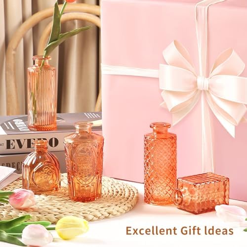 Valentine's Day Glass Bud Vases,Versatile Small Bud vases for Home and Wedding Decor, Exquisite Bridal Shower Table Centerpieces,Aromatherapy Bottles,Candle Holder, Gifts Idea(Pack of 30,Amber) - Image 2