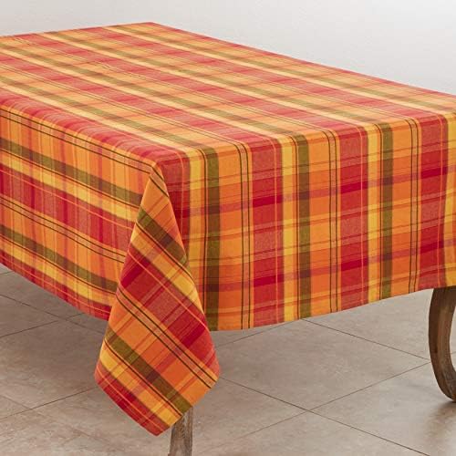 Terracotta Orange Harvest Halloween Autumn Thanksgiving Holiday Design Dinner Tablecloth, 65" X 104" Rectangular, 100% Cotton, (1 Piece). by *****