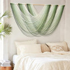 Macrame Wall Hanging Large Dip Dyed Boho Green Wall Art Decor 57"W*31"L - Image 4
