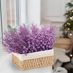75 Pcs Christmas Glitter Branches 3 Styles Artificial Christmas Picks Berries Stems Pine Needles Floral Twig Spray for Xmas Tree Ornaments DIY Wreath Garland(Purple) - Image 5